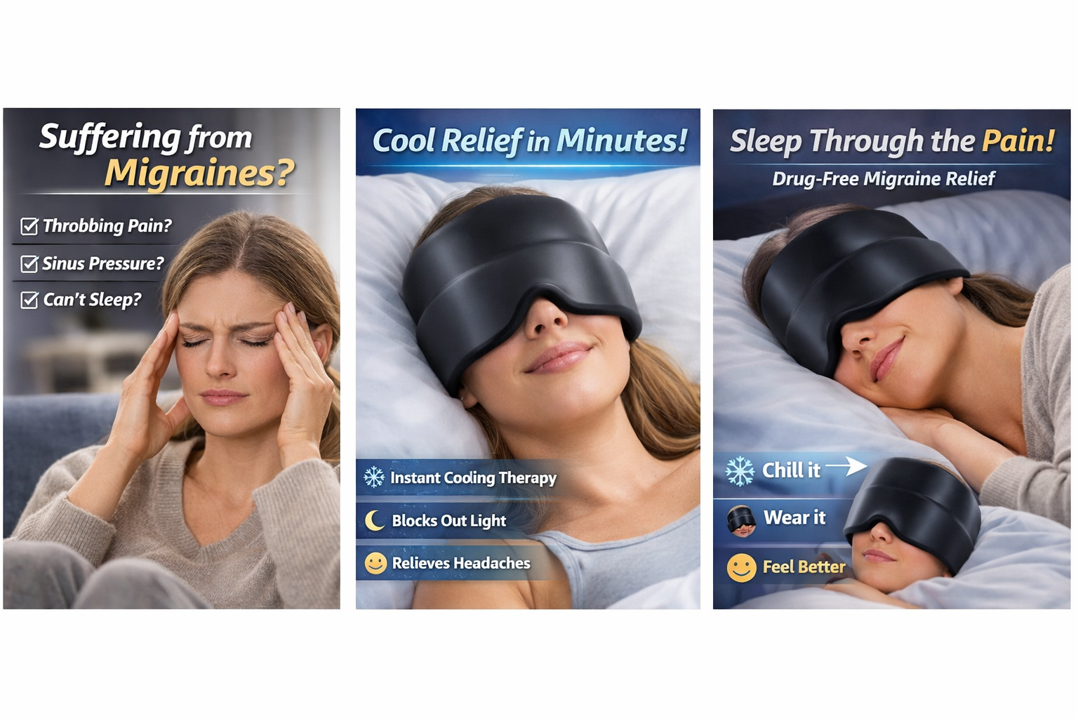 CoolComfort Soothing Migraine Relief Head Wrap